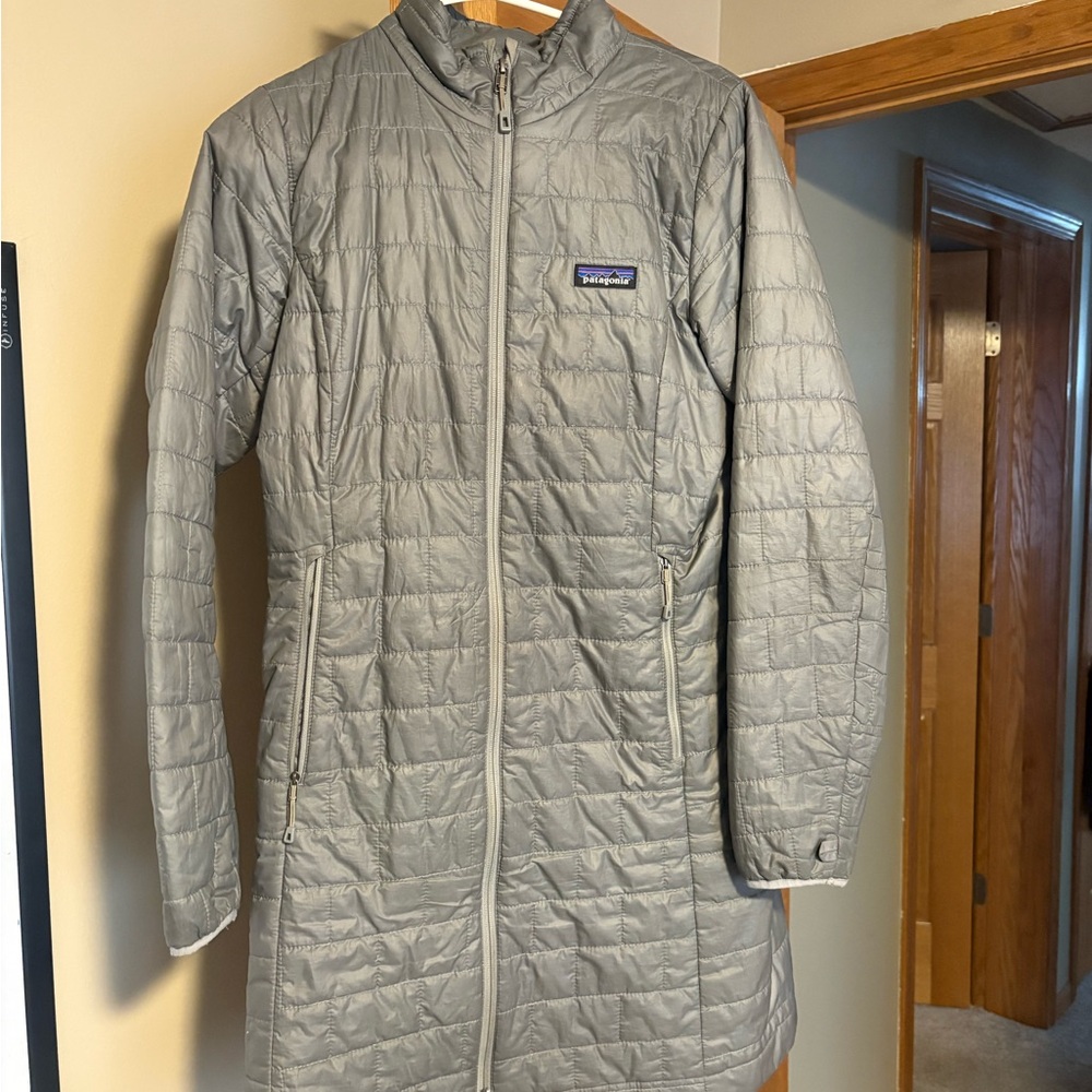 Patagonia Silver Quilted Long Coat